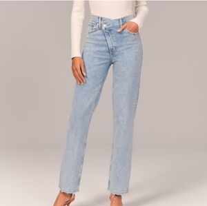 Abercrombie & Fitch The Dad Straight Leg Jeans Curve Love Light Blue 10 Curvy